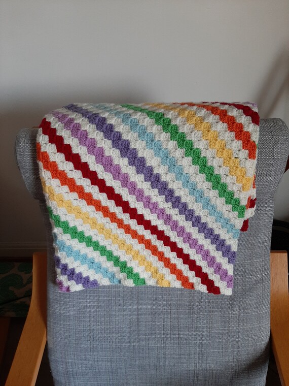 Rainbow Blanket. Rainbow Baby Blanket. Handmade Baby Blanket. 80 x 80cm or 110x110cm