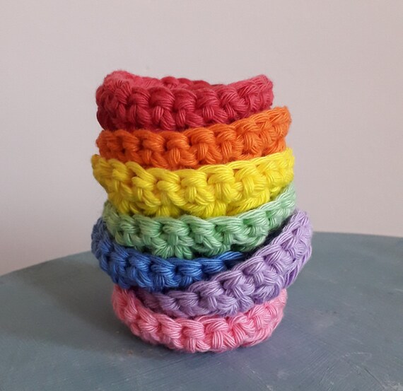 7 100% Cotton Rainbow Scrubbies