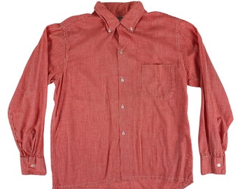 Vintage 1960s Red Checkered Button Down Mens Island in the Sun Shirt