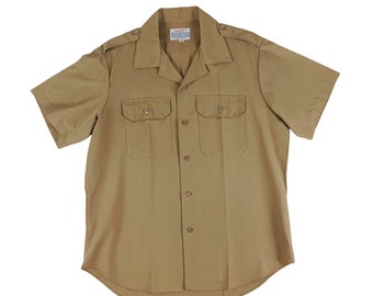 Vintage 1960s Camel Uniform Short Sleeve Work Shirt Mens Button Down