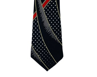 Vintage Geometric Black Tie Men's Wide Necktie