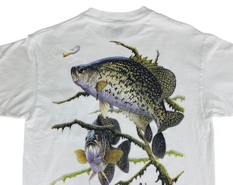 Vintage 1990s Crappie Fish Tee Fisherman Sun Fish Al Agnew Pocket T Shirt