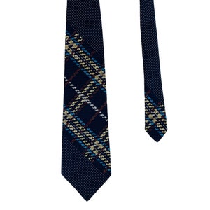 Vintage Oleg Cassini Men&#39;s Necktie Polka Dot Stripes Navy Wide Tie