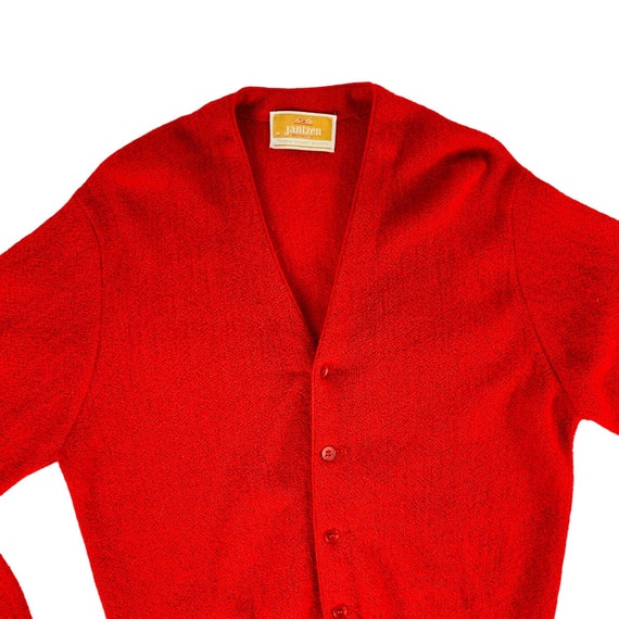 Vintage 80s Red Cardigan Men's Small Jantzen Thre… - image 2