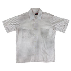 Vintage 80s Polka Dot Print Shirt: Retro Mens Short Sleeve Button Down, Chest 44&quot;