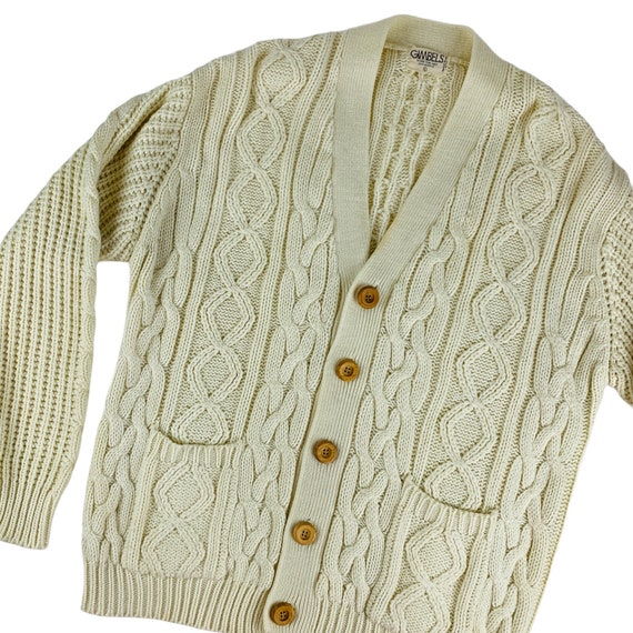 Vintage 1980s Ivory Gimbels Mens Grandpa Sweater … - image 4