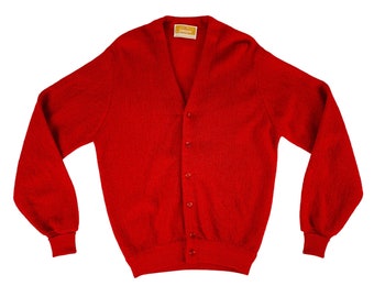 Vintage 80s Red Cardigan Men's Small Jantzen Three Under Golfer Sweater