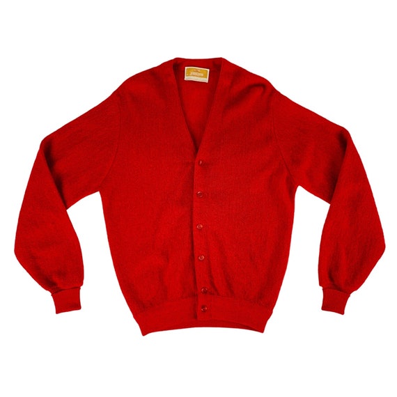 Vintage 80s Red Cardigan Men's Small Jantzen Thre… - image 1