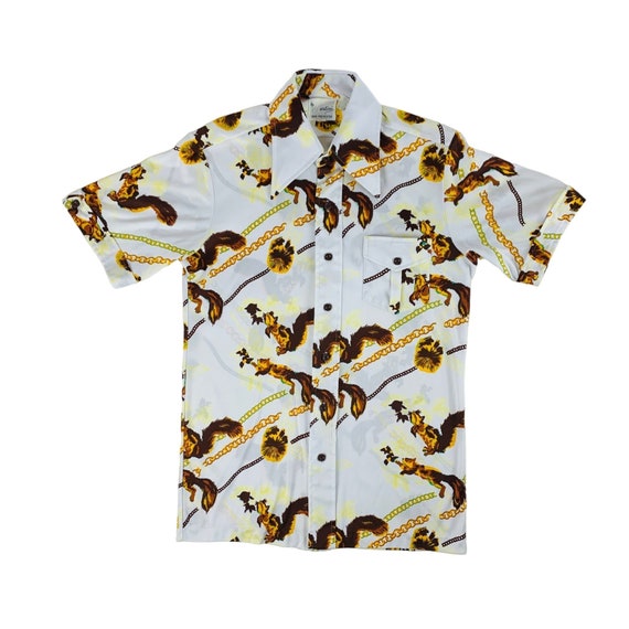 Vintage 70s Squirrel Shirt Men's Medium Novelty C… - image 1