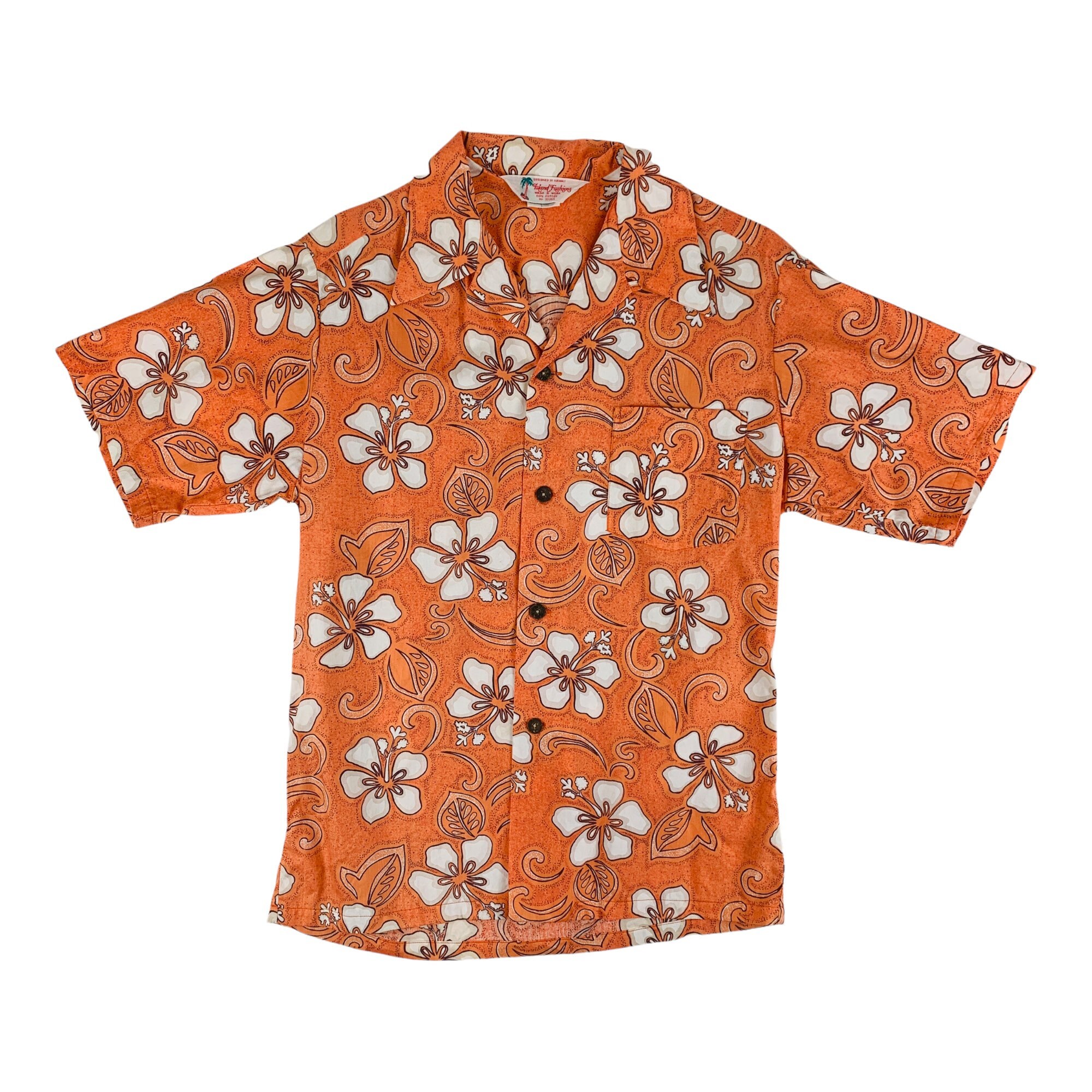 Discover Vintage 1960s Orange Hawaiian Shirt