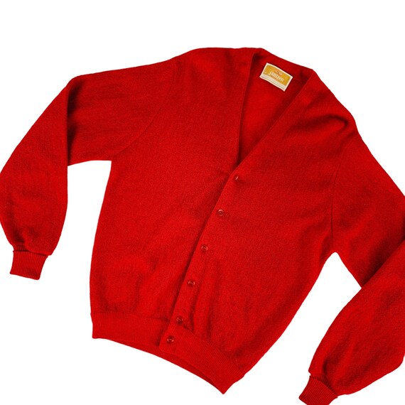 Vintage 80s Red Cardigan Men's Small Jantzen Thre… - image 4