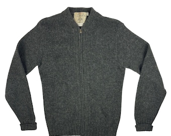 L 60s Vintage Zip up Cardigan | Men's Wool Sweater - Etsy