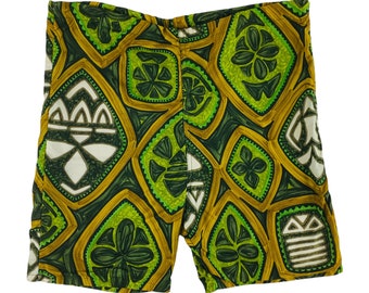 Vintage 1960s Tiki Swim Trunks Mens Green Island Creations Swimwear Bottoms