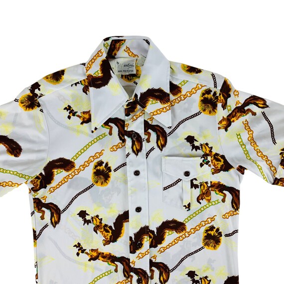 Vintage 70s Squirrel Shirt Men's Medium Novelty C… - image 3