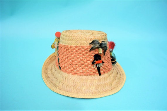 Vintage 1960s Straw Hat | Novelty Souvenir Beach F
