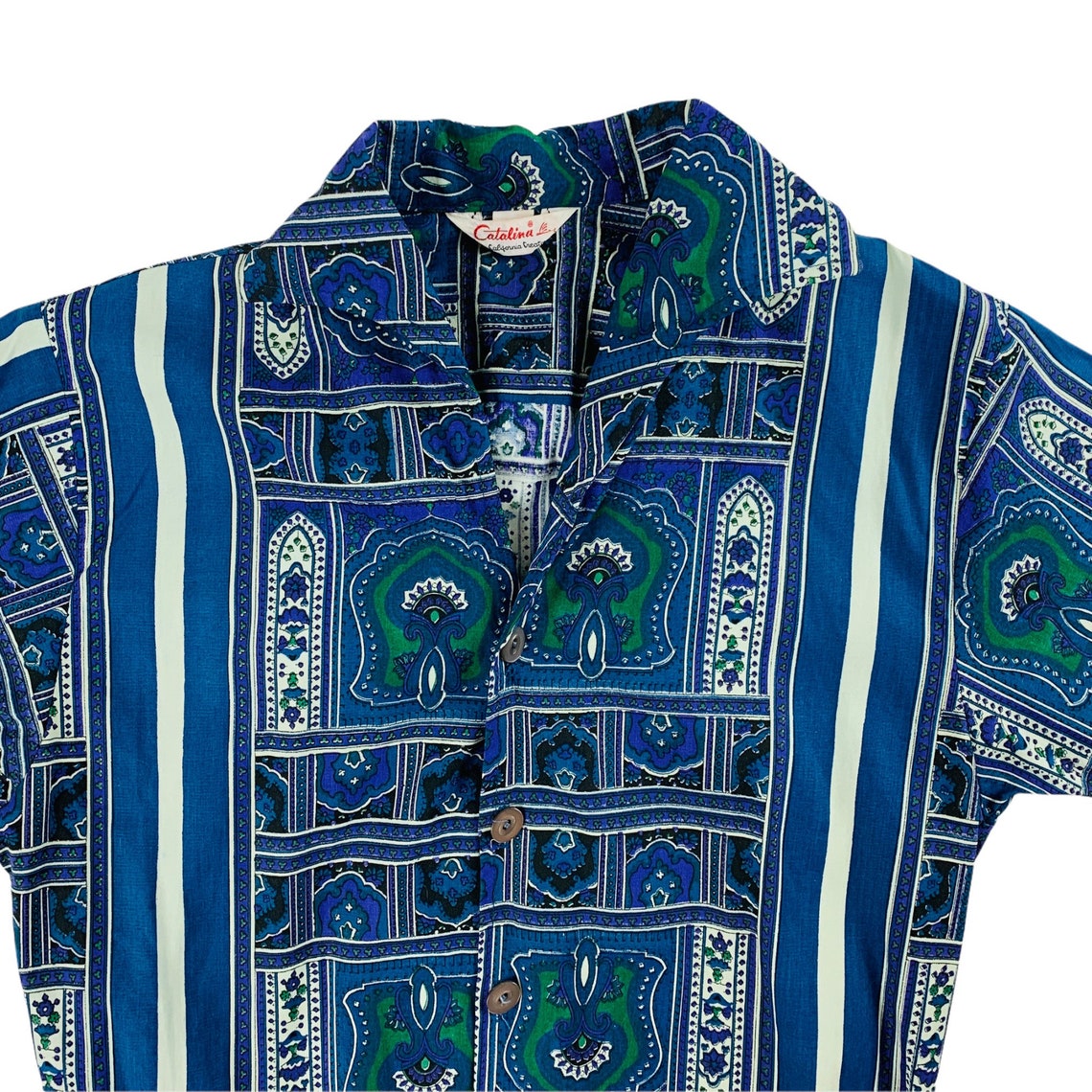 Vintage 1950s Blue Mens Patio Cabana Shirt Catalina Button - Etsy