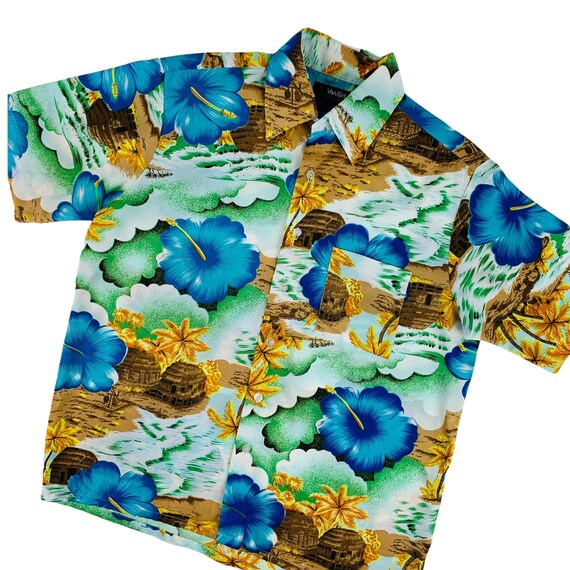 Vintage 1970s Tropical Hibiscus Shirt VanCort Haw… - image 5