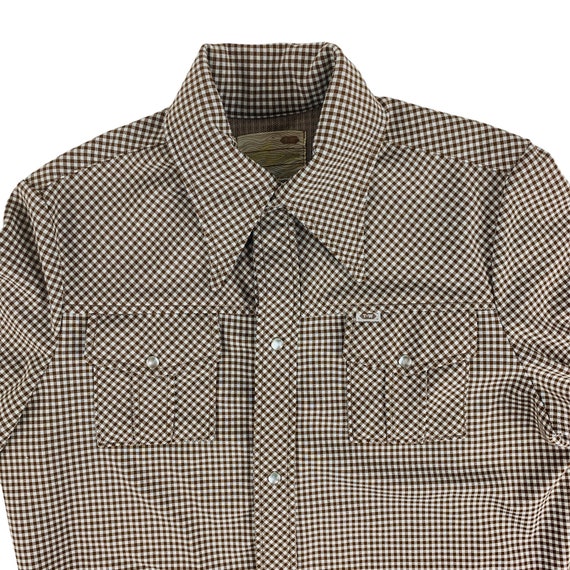 Vintage 1970s Checkered Shirt Men's Large Western… - image 2