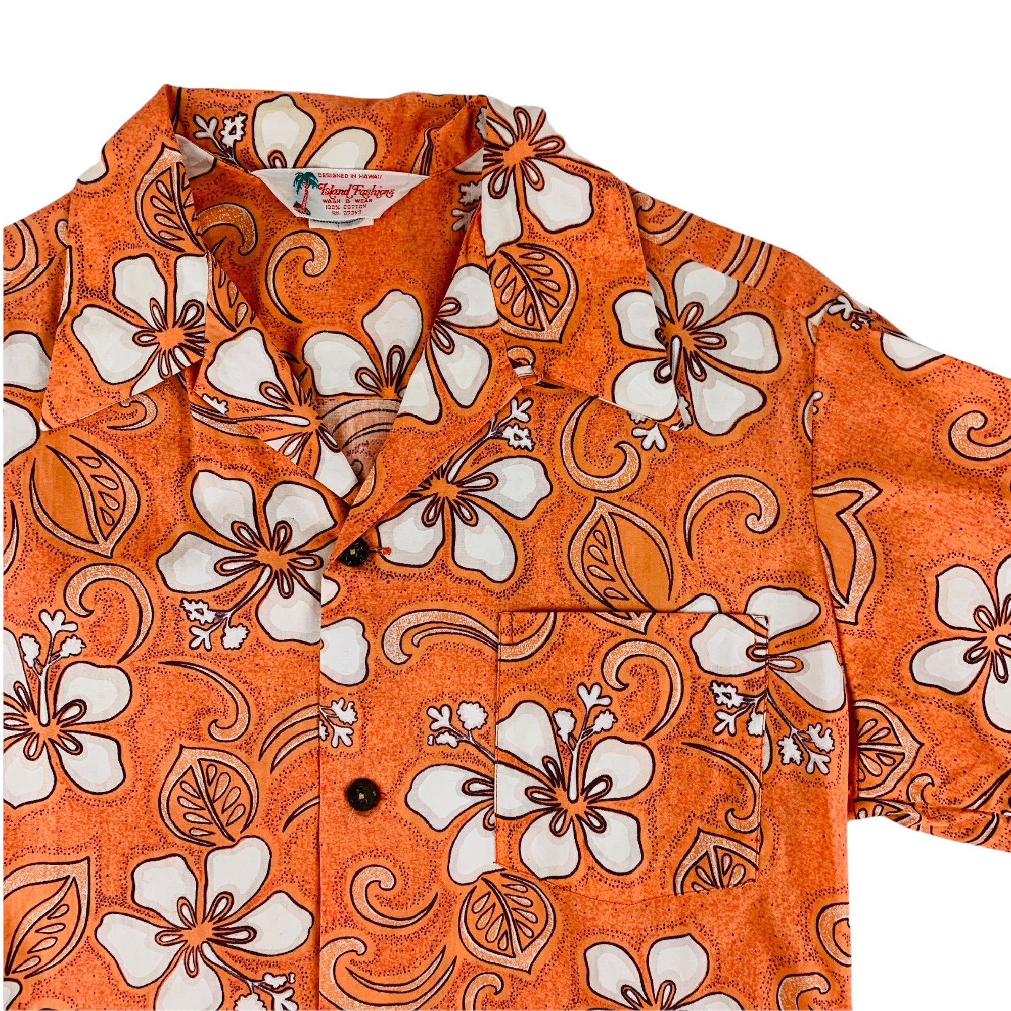 Discover Vintage 1960s Orange Hawaiian Shirt