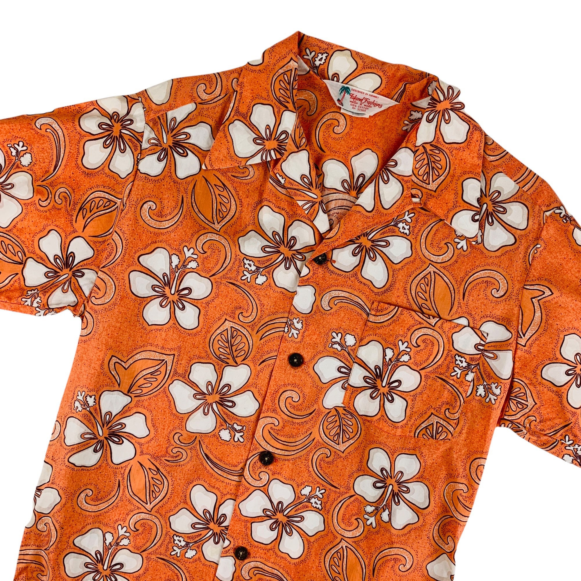 Discover Vintage 1960s Orange Hawaiian Shirt