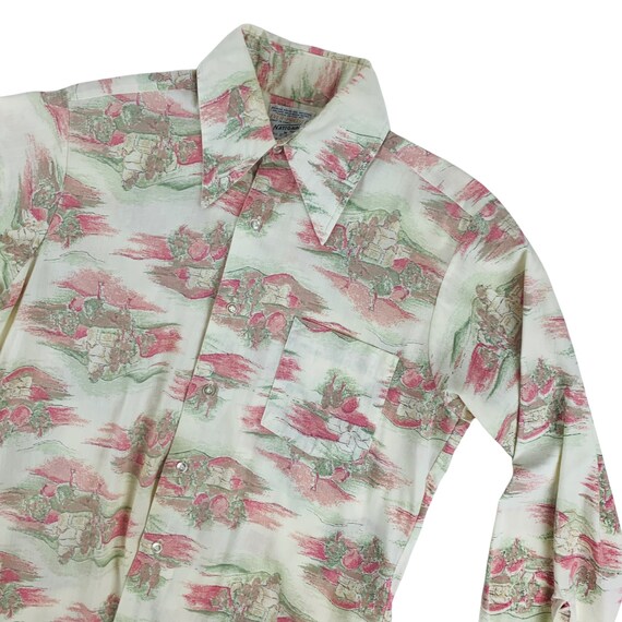 Vintage 1970s Scenic Novelty Print Button Down Me… - image 3