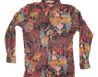 Vintage 1970s Novelty Theatrical Print Shirt Mr. Witt Craftsman Fashions Button Down