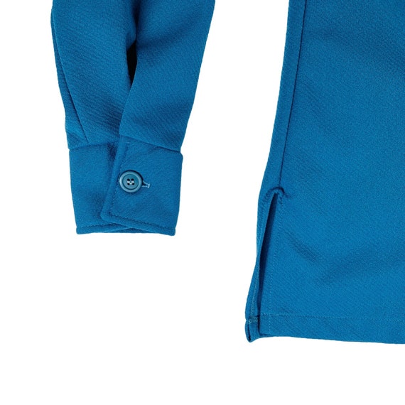 Vintage 70s Blue Button Down Men's Medium Polyest… - image 6