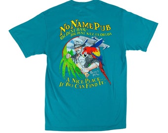 Vintage 90s Graphic Tee Men's M No Name Pub Oldest Bar Big Pine Key Florida Shirt