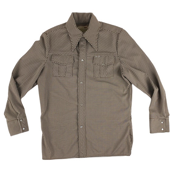 Vintage 1970s Checkered Shirt Men's Large Western… - image 10