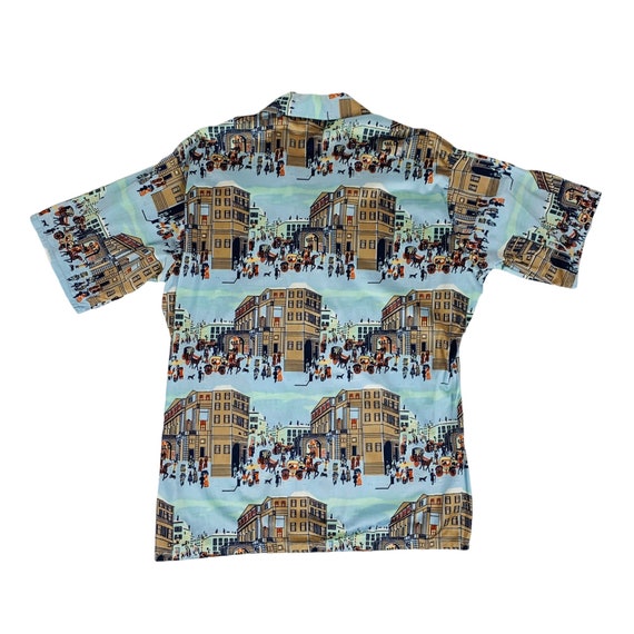 Vintage 70s Novelty Print Shirt Men's XL Towns Pe… - image 6