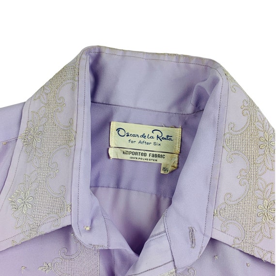 Vintage 1970s Dress Shirt Men's XL Lavvender Embr… - image 6