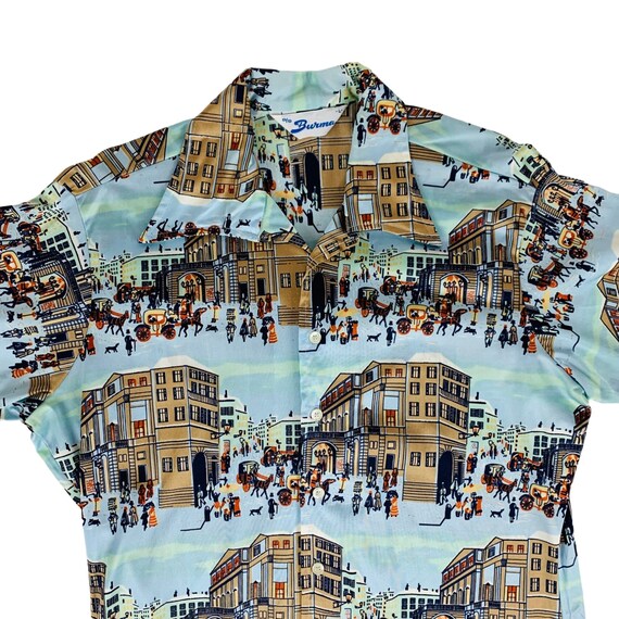 Vintage 70s Novelty Print Shirt Men's XL Towns Pe… - image 2