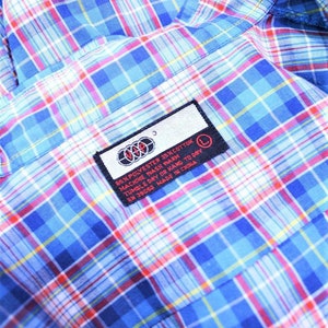 Vintage 80s Western Shirt Men's Extra Large Blue Red Plaid Snap Button Down image 7