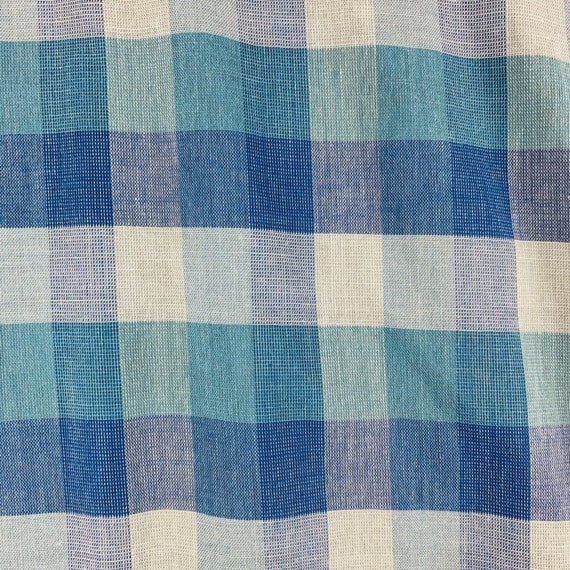 Vintage 1950s Blue Checkered Long Sleeve Men's Sh… - image 5