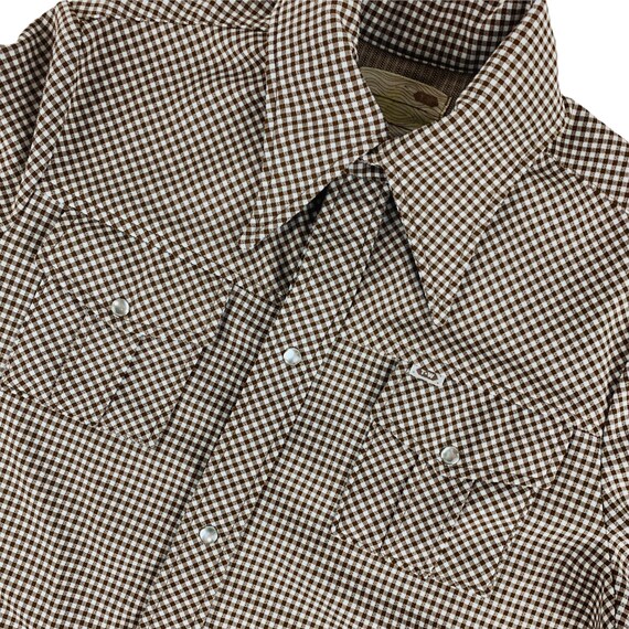 Vintage 1970s Checkered Shirt Men's Large Western… - image 4