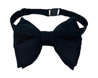 Vintage Black Bowtie Large Adjustable Bow Tie