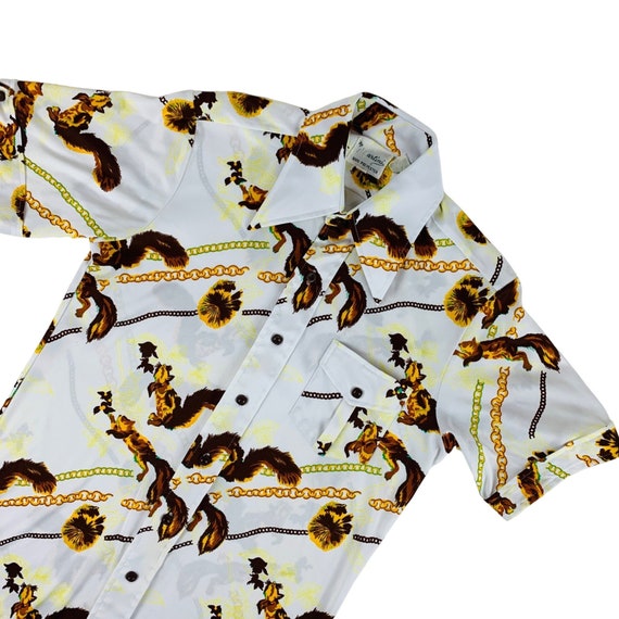 Vintage 70s Squirrel Shirt Men's Medium Novelty C… - image 5