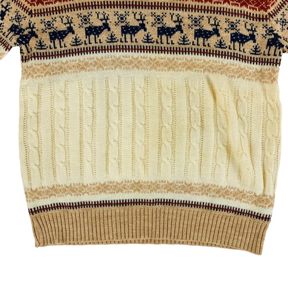 Vintage 80s Winter Sweater Men's Large Deer Fair … - image 4