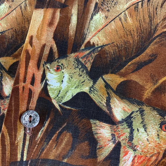 Vintage 1950s Underwater Fish Novelty Print Shirt… - image 7