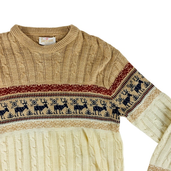 Vintage 80s Winter Sweater Men's Large Deer Fair … - image 5
