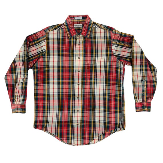 Vintage 1970s Classic Plaid Mens Button Down Fran… - image 1