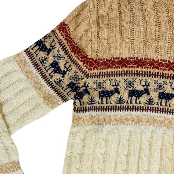 Vintage 80s Winter Sweater Men's Large Deer Fair … - image 9