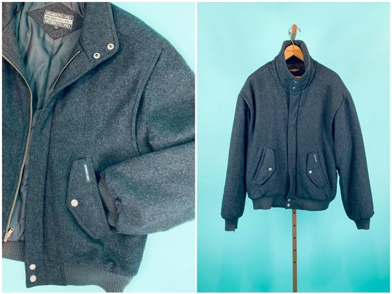 Vintage 1980s Wool Jacket Men's XXL Black Members Only Zip up Bomber 42 -  Etsy