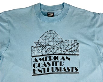 American Coaster Enthusiasts T-Shirt Light Blue Theme Park Tee XL