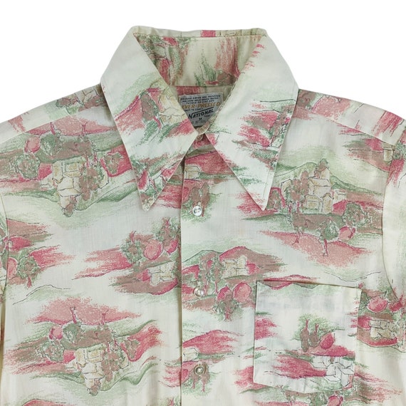 Vintage 1970s Scenic Novelty Print Button Down Me… - image 2