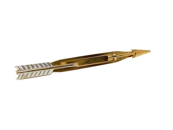 Vintage 1960s Arrow Silver & Gold Tone Tie Bar Sw… - image 1