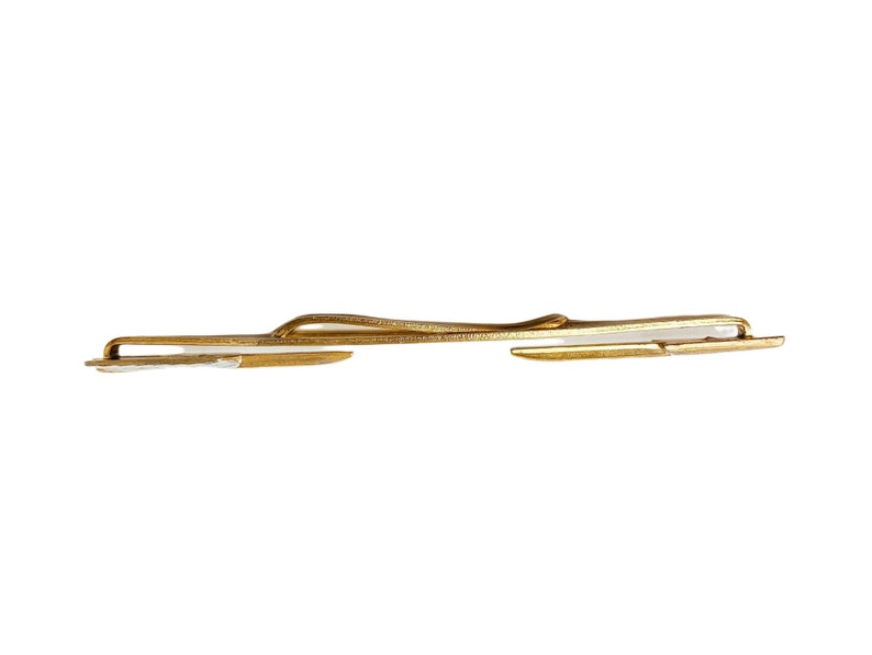 Vintage 1960s Arrow Silver & Gold Tone Tie Bar Swank Tie Clip image 9