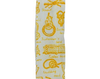 Vintage 1960s Novelty Types of Sailing Knots Print Yellow Mens Tie