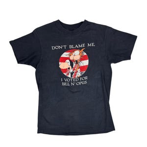 Vintage jaren 80 Bloom County-T-shirt herenmaat XS Don't Blame Me, I Voted for Bill N' Opus-shirt