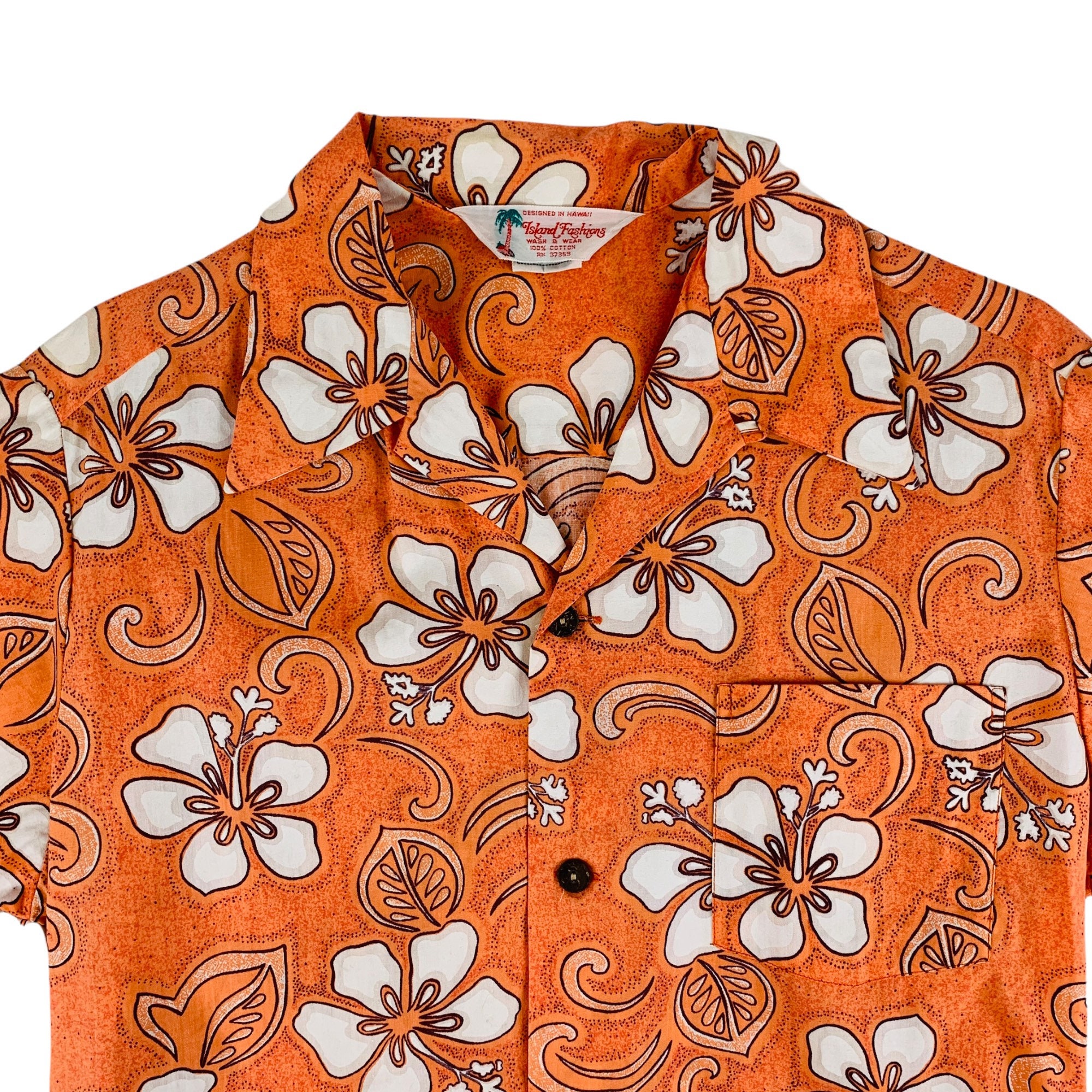 Discover Vintage 1960s Orange Hawaiian Shirt